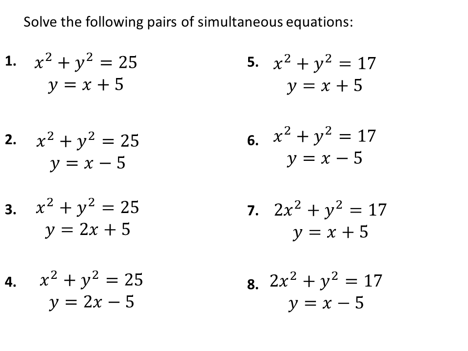 simultaneous equations examples